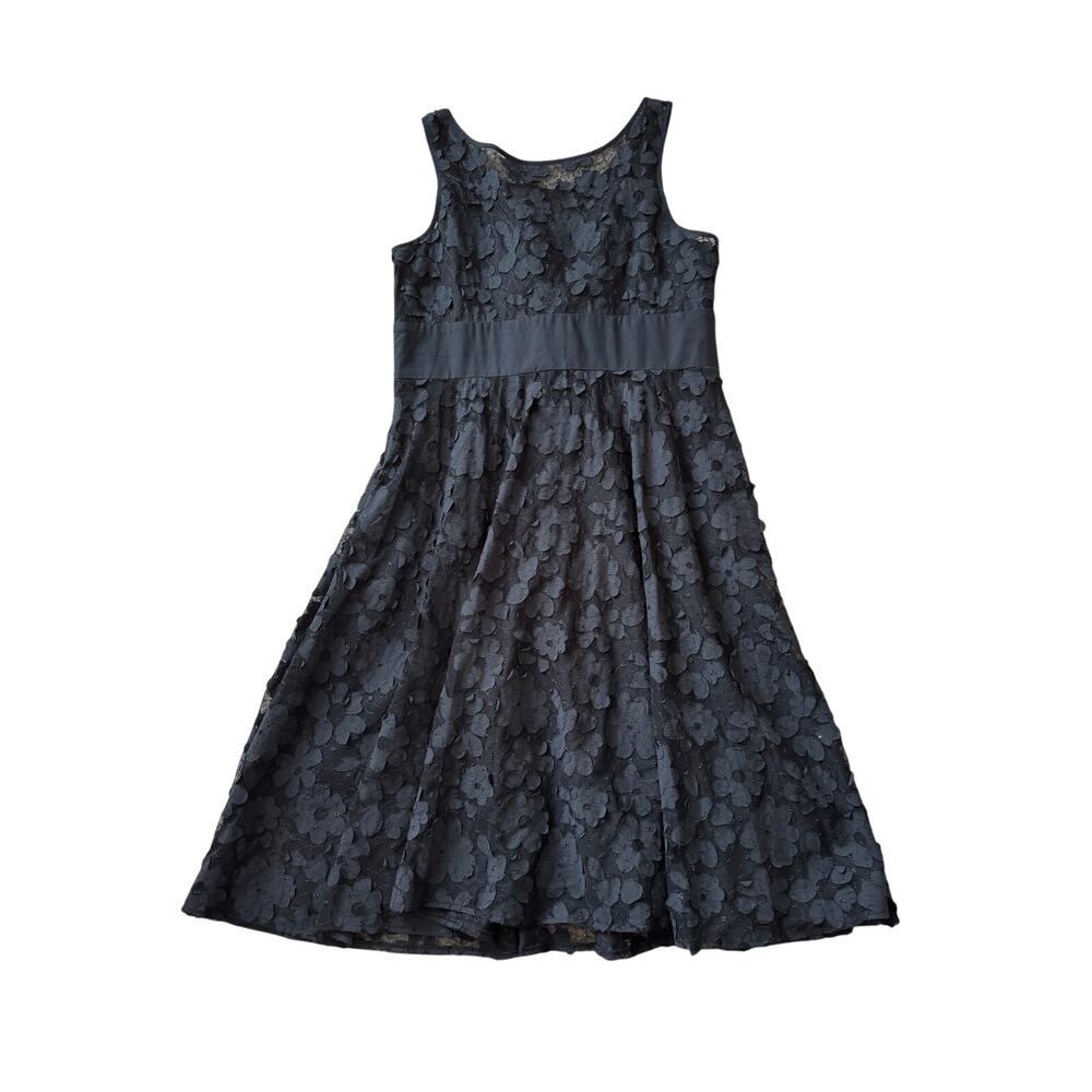 COLDWATER CREEK Women's black lace flaoral overlay Cocktail Dress, size 14, NWT